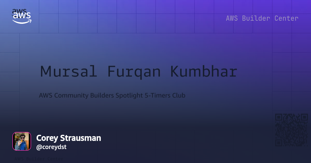 AWS CB Spotlight 5 Timers Club-Mursal Furqan Kumbhar | AWS Builder Center