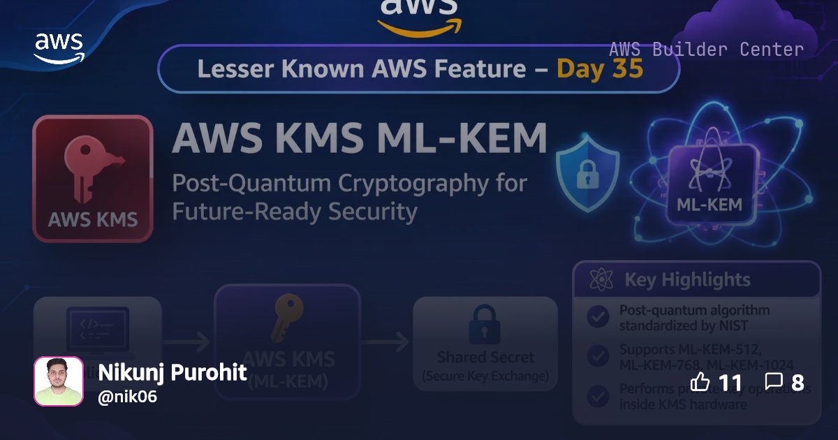 Lesser Known AWS Features — Day 35: AWS KMS ML-KEM | AWS Builder Center